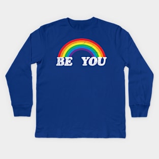 Be You LGBT T-Shirt| Gay Pride| Vintage Distressed Rainbow Kids Long Sleeve T-Shirt